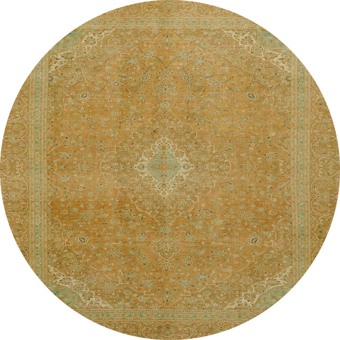 Round Abstract Orange Gold Modern Rug, abs2832