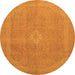 Round Machine Washable Abstract Orange Modern Area Rugs, wshabs2832org