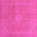 Square Machine Washable Abstract Pink Modern Rug, wshabs2832pnk