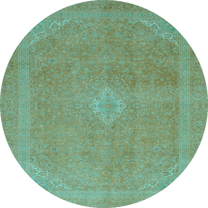 Round Abstract Light Blue Modern Rug, abs2832lblu