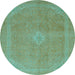 Round Abstract Light Blue Modern Rug, abs2832lblu