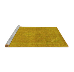 Sideview of Machine Washable Abstract Yellow Modern Rug, wshabs2832yw