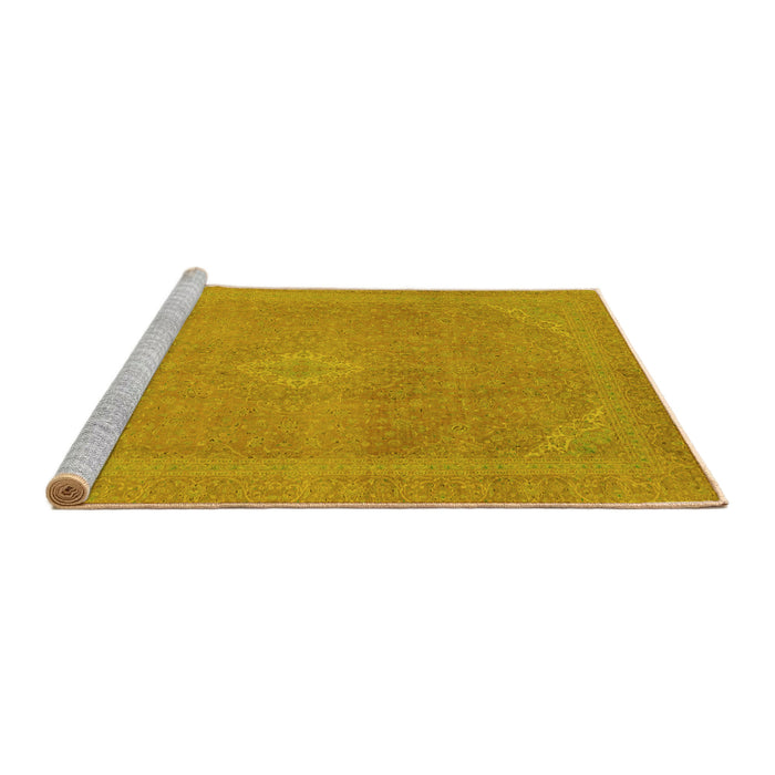 Sideview of Machine Washable Abstract Yellow Modern Rug, wshabs2832yw