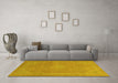 Machine Washable Abstract Yellow Modern Rug in a Living Room, wshabs2832yw