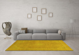 Machine Washable Abstract Yellow Modern Rug in a Living Room, wshabs2832yw