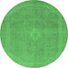 Round Abstract Emerald Green Modern Rug, abs2832emgrn