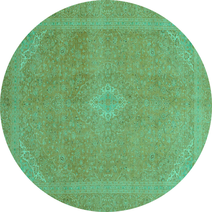 Round Abstract Turquoise Modern Rug, abs2832turq