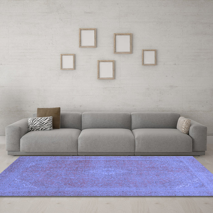 Machine Washable Abstract Blue Modern Rug in a Living Room, wshabs2832blu