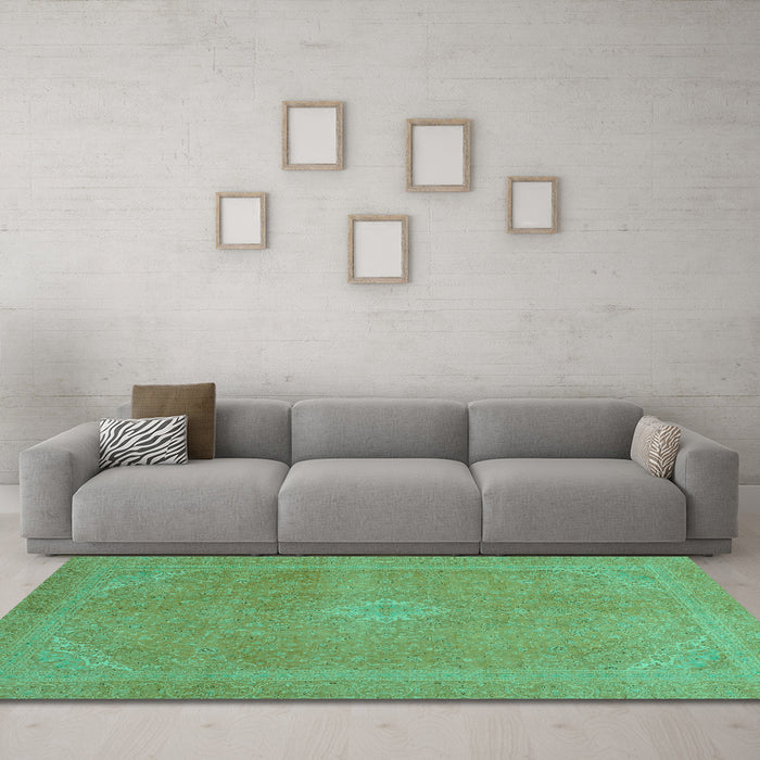 Machine Washable Abstract Turquoise Modern Area Rugs in a Living Room,, wshabs2832turq