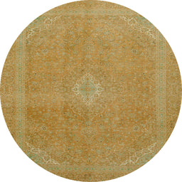 Round Machine Washable Abstract Orange Rug, wshabs2832