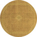 Round Abstract Brown Modern Rug, abs2832brn