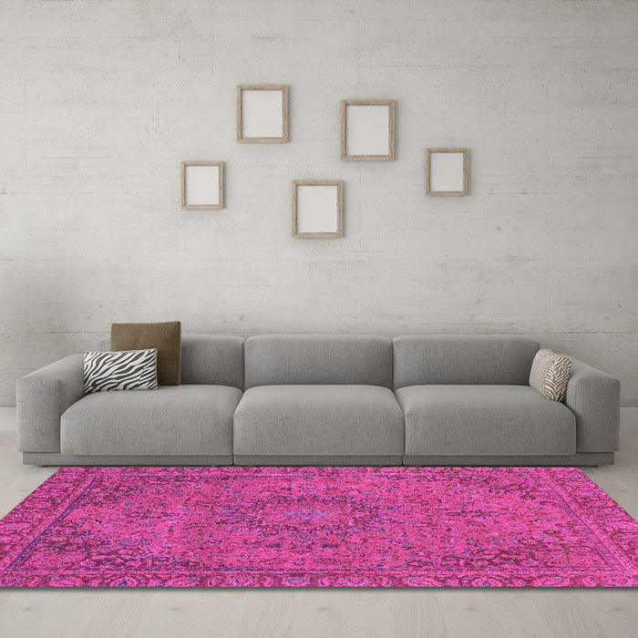 Machine Washable Abstract Pink Modern Rug in a Living Room, wshabs2833pnk