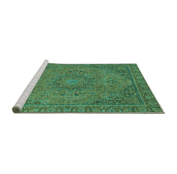 Sideview of Machine Washable Abstract Turquoise Modern Area Rugs, wshabs2833turq