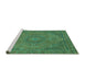 Sideview of Machine Washable Abstract Turquoise Modern Area Rugs, wshabs2833turq