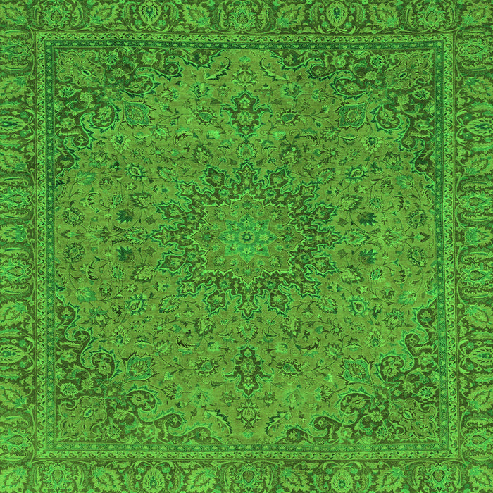 Square Machine Washable Abstract Green Modern Area Rugs, wshabs2833grn