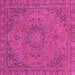 Square Machine Washable Abstract Pink Modern Rug, wshabs2833pnk