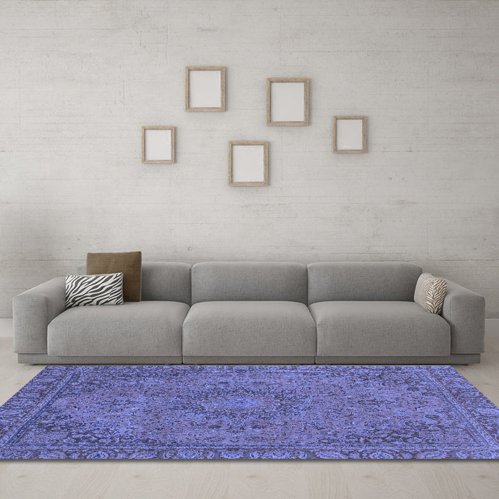 Machine Washable Abstract Blue Modern Rug in a Living Room, wshabs2833blu