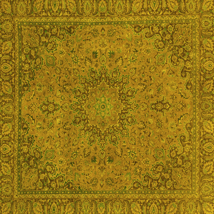 Square Machine Washable Abstract Yellow Modern Rug, wshabs2833yw