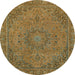 Round Abstract Cinnamon Brown Modern Rug, abs2833