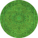 Round Abstract Green Modern Rug, abs2833grn