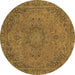 Round Abstract Brown Modern Rug, abs2833brn