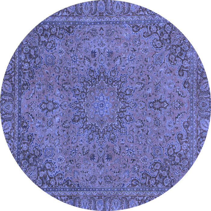 Round Machine Washable Abstract Blue Modern Rug, wshabs2833blu
