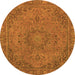 Round Abstract Orange Modern Rug, abs2833org