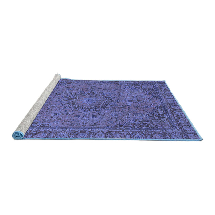 Sideview of Machine Washable Abstract Blue Modern Rug, wshabs2833blu