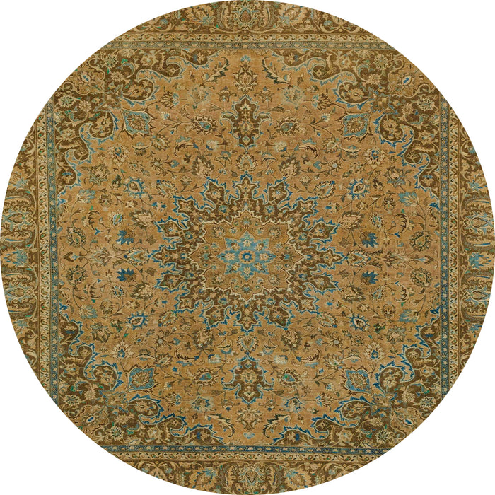 Round Machine Washable Abstract Cinnamon Brown Rug, wshabs2833
