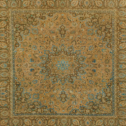 Square Abstract Cinnamon Brown Modern Rug, abs2833