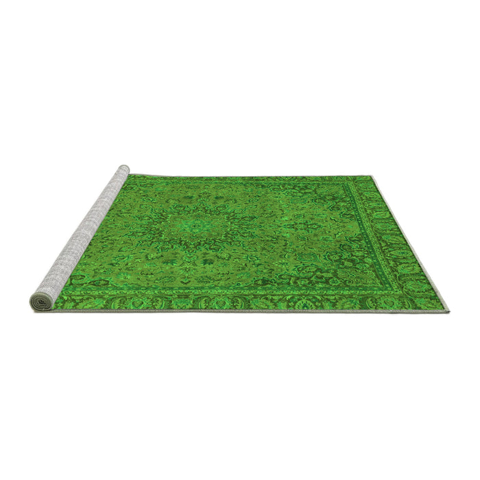 Sideview of Machine Washable Abstract Green Modern Area Rugs, wshabs2833grn