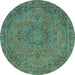 Round Machine Washable Abstract Light Blue Modern Rug, wshabs2833lblu