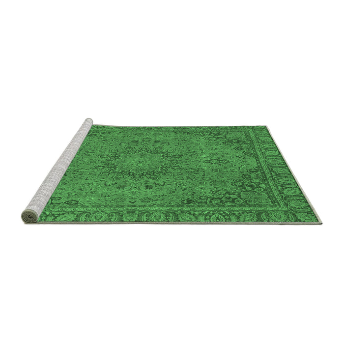 Sideview of Machine Washable Abstract Emerald Green Modern Area Rugs, wshabs2833emgrn