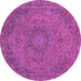 Round Machine Washable Abstract Purple Modern Area Rugs, wshabs2833pur