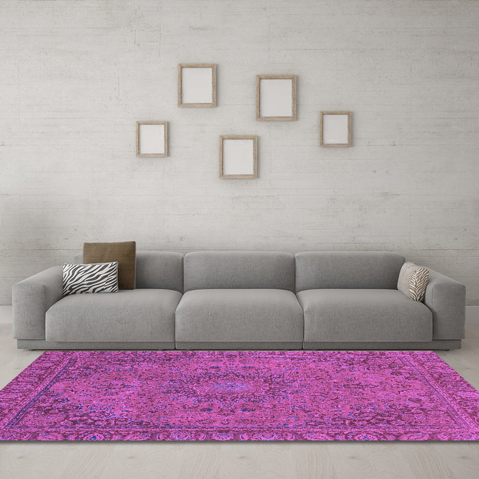 Machine Washable Abstract Purple Modern Area Rugs in a Living Room, wshabs2833pur