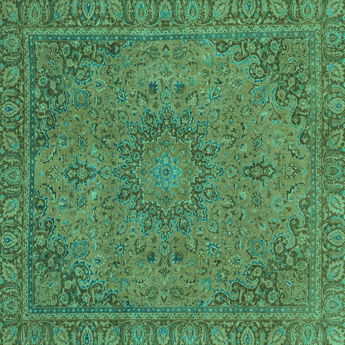Square Machine Washable Abstract Turquoise Modern Area Rugs, wshabs2833turq