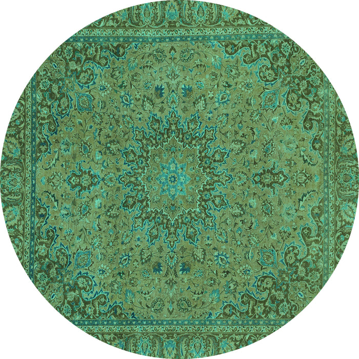 Round Machine Washable Abstract Turquoise Modern Area Rugs, wshabs2833turq