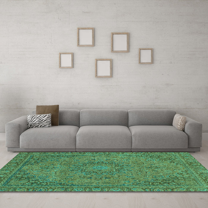 Machine Washable Abstract Turquoise Modern Area Rugs in a Living Room,, wshabs2833turq