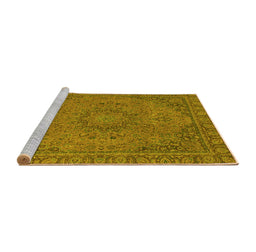 Sideview of Machine Washable Abstract Yellow Modern Rug, wshabs2833yw
