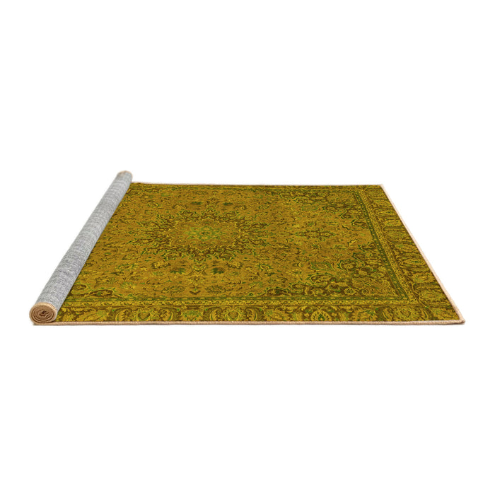 Sideview of Machine Washable Abstract Yellow Modern Rug, wshabs2833yw