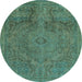 Round Machine Washable Abstract Light Blue Modern Rug, wshabs2834lblu