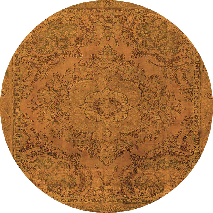 Round Abstract Orange Modern Rug, abs2834org