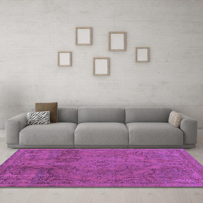 Machine Washable Abstract Purple Modern Area Rugs in a Living Room, wshabs2834pur