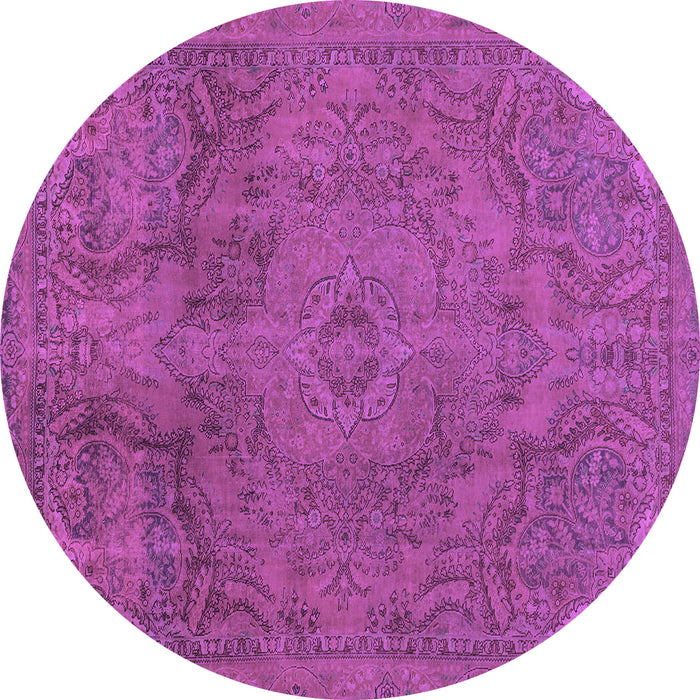 Round Machine Washable Abstract Purple Modern Area Rugs, wshabs2834pur