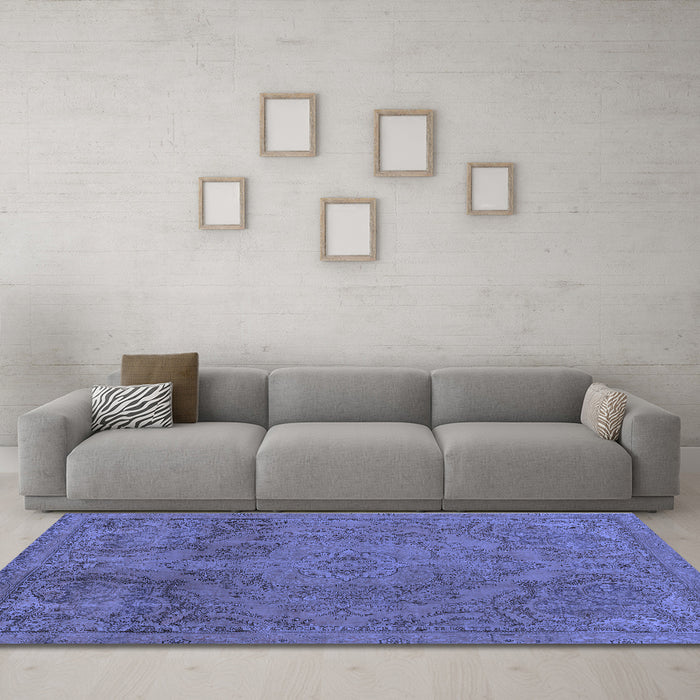 Machine Washable Abstract Blue Modern Rug in a Living Room, wshabs2834blu