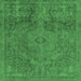 Square Abstract Emerald Green Modern Rug, abs2834emgrn