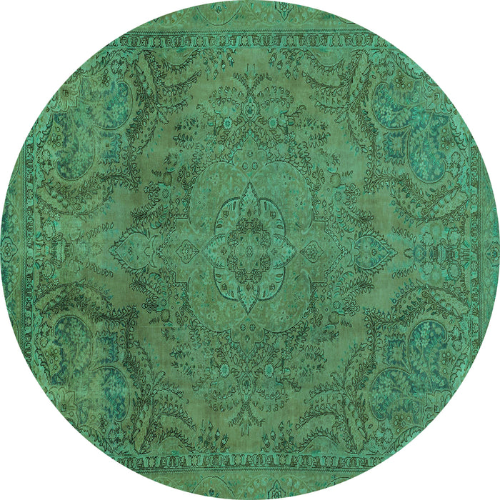 Round Abstract Turquoise Modern Rug, abs2834turq