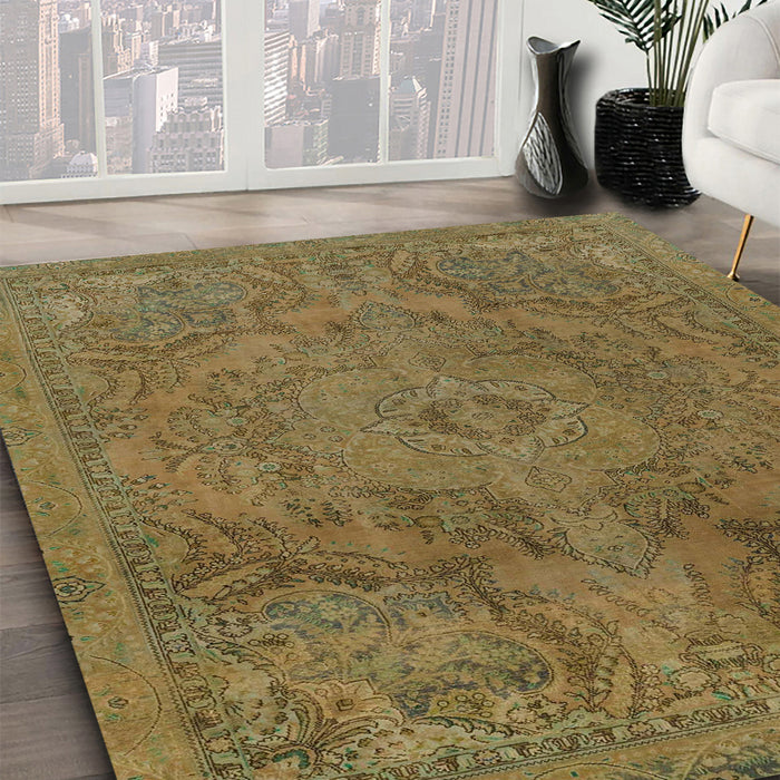 Machine Washable Abstract Dark Golden Brown Rug in a Family Room, wshabs2834