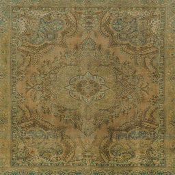 Square Machine Washable Abstract Dark Golden Brown Rug, wshabs2834