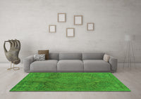 Machine Washable Abstract Green Modern Rug, wshabs2834grn